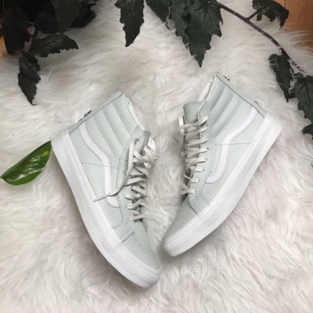 Vans High Top Pale Mint Leather Sneakers